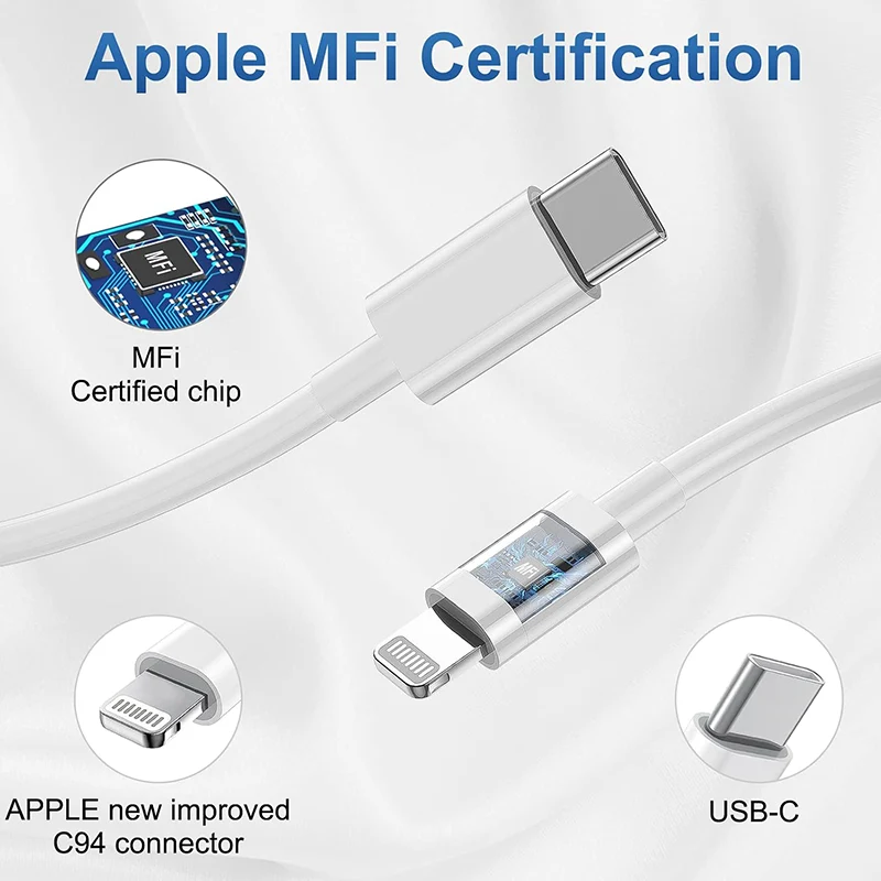iPhone 14/13/12/11 Charger Fast Charging 20W, EU plug standard, USB C Charger Block, with USB C to Lightning Cable - Image 5
